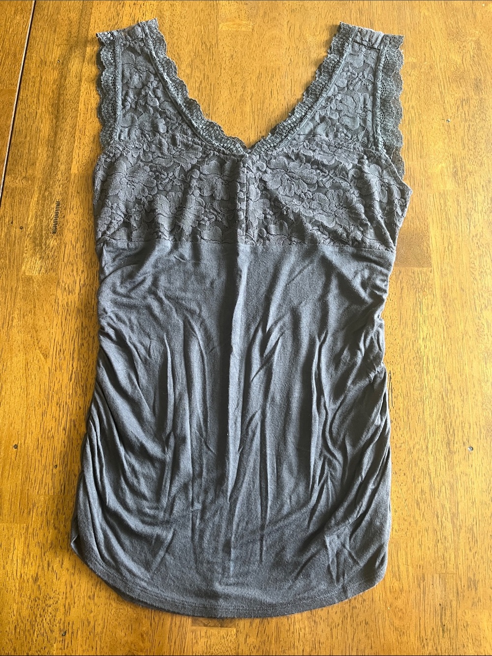 Maurices Lace Gray V-Neck Tank Top
